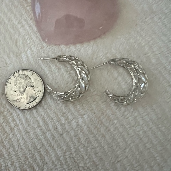 Navajo Sterling M Diamond Cut Hoop Earrings - Picture 5 of 6